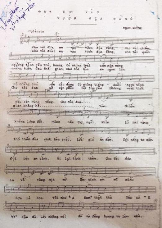 Sheet nhạc Đưa Em Vào Vườn Địa Đàng